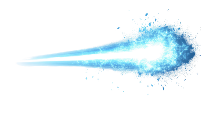 Bright glowing meteor light ray transparent background