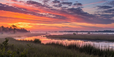 Experience the Breathtaking Beauty of a Sunrise Over a Tranquil Lake