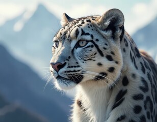Obraz premium Snow leopard. Wildlife conservation. Happy earth day concept