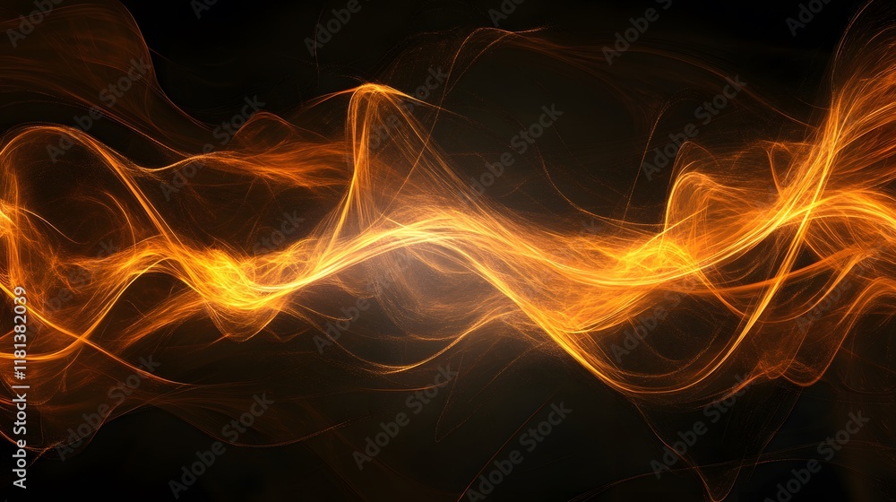Poster dynamic orange and yellow flame, intense light waves creating abstract patterns, perfect for backgro