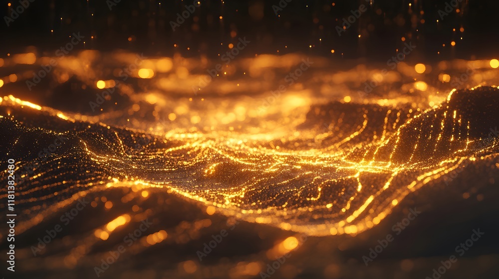 Aufkleber glowing golden waves, abstract lines of light creating a warm fluid motion, perfect for backgrounds 