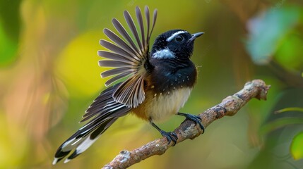 Obraz premium Malaysian Pied Fantail Rhipidura javanica The tail fan is a cute, fluffy fan.