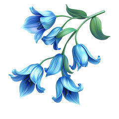 Blue floral arrangement indoor setting digital art vibrant colors nature concept for home decor