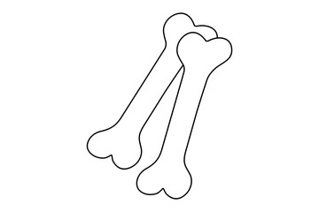 Dog bone continuous one line drawing with outline vector illustration