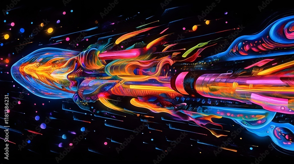 Poster abstract speed motion blur with colorful lines and energy waves