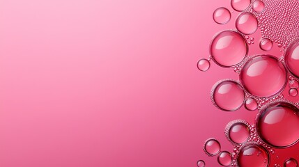 A vibrant pink background adorned with glistening water droplets, creating a fresh and appealing aesthetic.