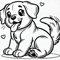 Obraz premium Black white lineart coloring book, cute animal character. easy coloring page for kids and adults. 