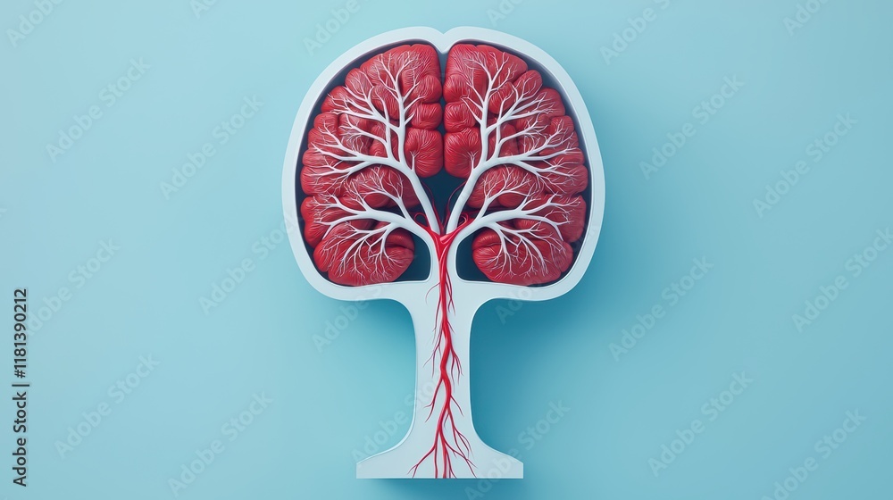 Poster conceptual illustration of tree structure representing human brain