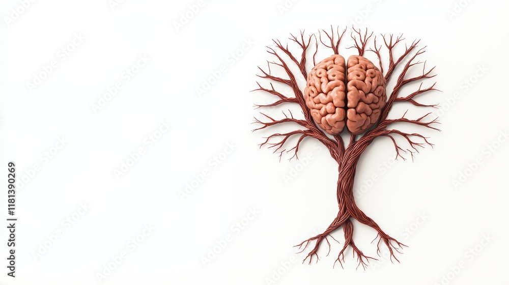 Poster artistic representation of a brain as a tree with branches