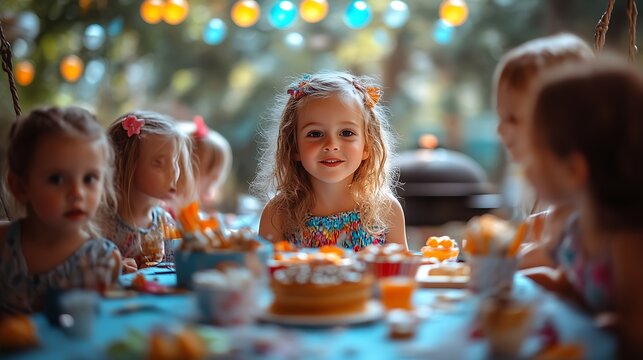 Happy children at a birthday party.