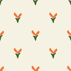 seamless simple orange tulip flowers pattern background