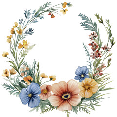 isolate circle of flowers frame