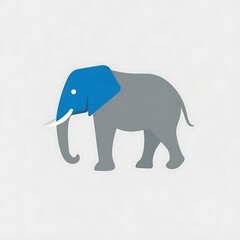 Fototapeta premium Blue Hat Elephant: A minimalist illustration of an elephant wearing a blue hat, symbolizing strength, wisdom, and a playful touch of color. 