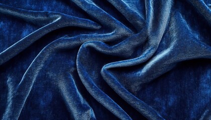 A close-up of luxurious blue velvet fabric, showcasing its texture and sheen.
