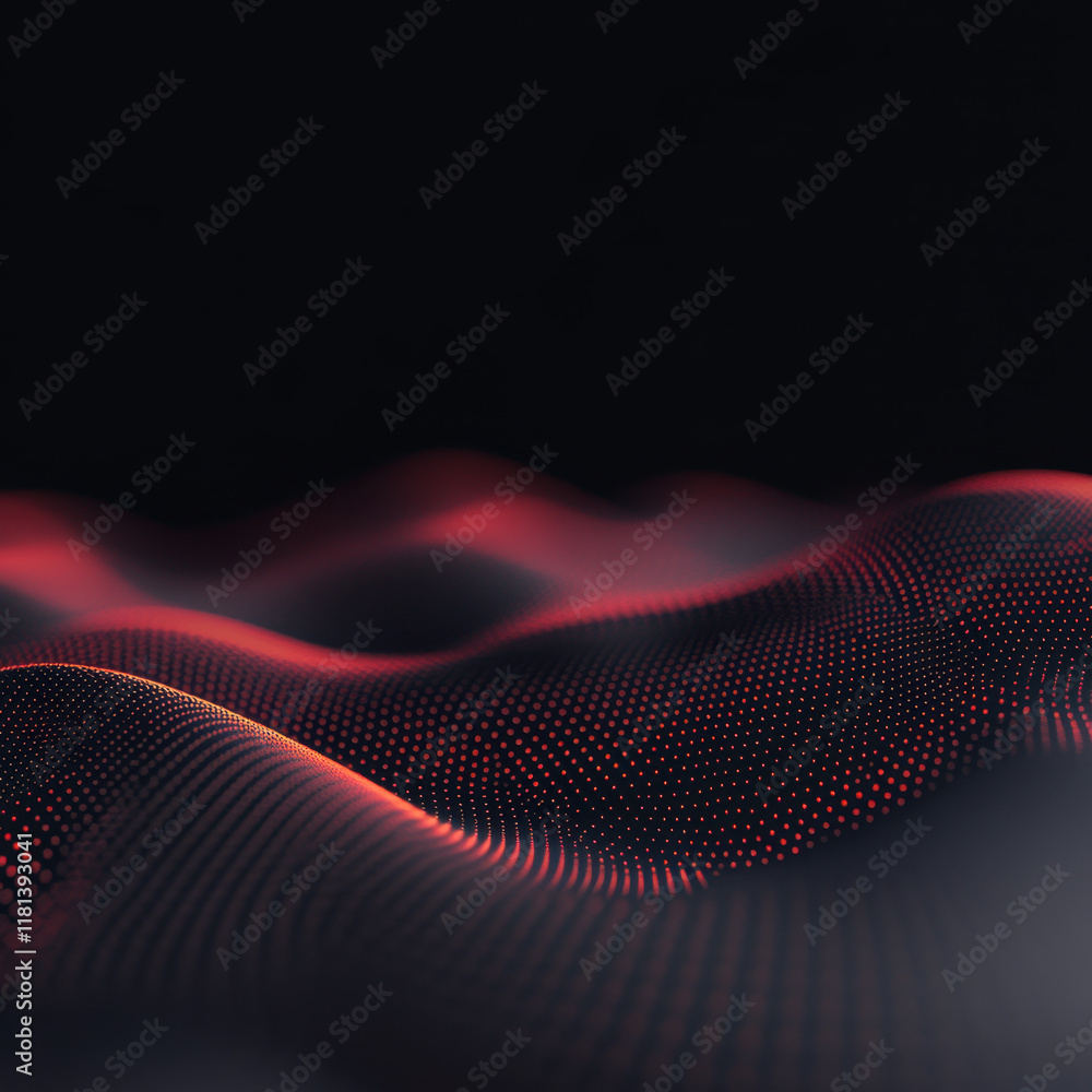 Poster a captivating abstract image featuring flowing waves of red and black, creating a sense of depth and