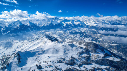 Breathtaking snowy vista of the magnificent Swiss Alps landscape