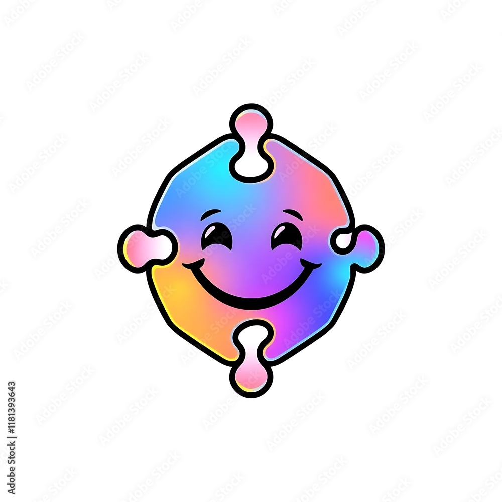 Poster smiling puzzle: a vibrant and playful puzzle piece with a smiling face, symbolizing connection, unit
