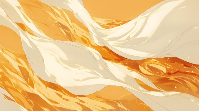 Soft, flowing fabric in serene waves, evoking tranquility and comfort through its delicate textures and warm tones.