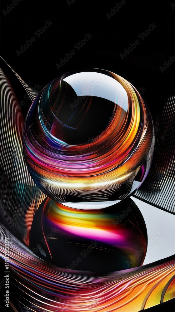 Poster a stunning sphere, adorned with a mesmerizing gradient of colors, radiates elegance as it sits in a 