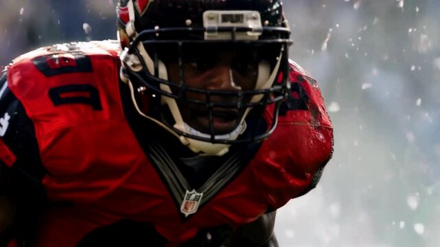 American football player in action showcasing strength, speed, teamwork, and competitive spirit on the field with game-winning strategies