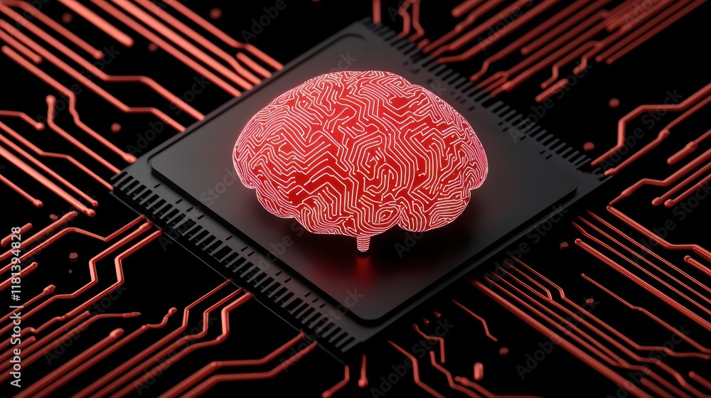 Aufkleber circuit brain concept representing artificial intelligence technology
