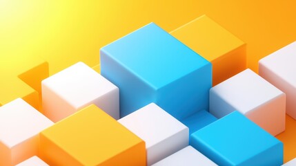 Obraz premium Colorful Building Blocks Arrangement on Vibrant Yellow Background