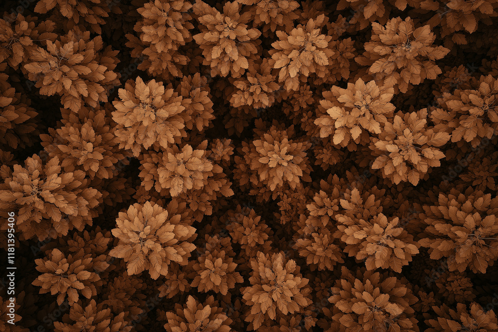 Poster a fractal forest canopy viewed from above, with infinite layers of leaves