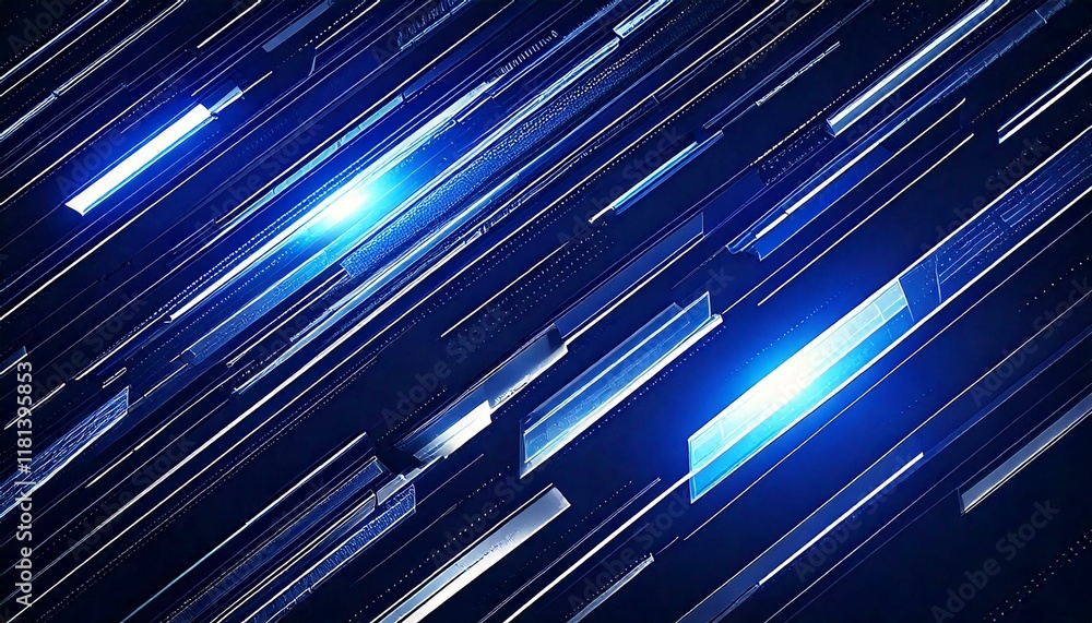 Poster a digital abstract background featuring a geometric pattern of glowing blue and white lines