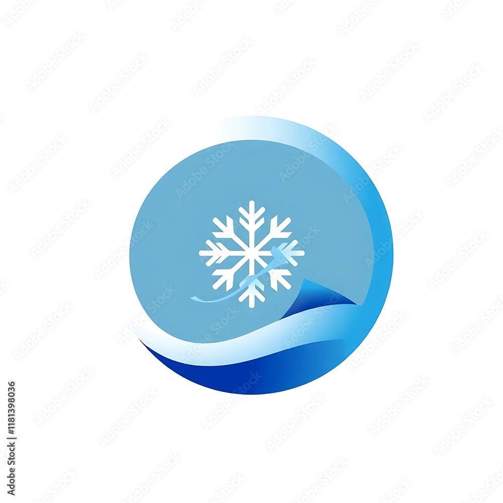 Aufkleber cool breeze: a refreshing and minimalist design featuring a snowflake within a stylized wave, symbol
