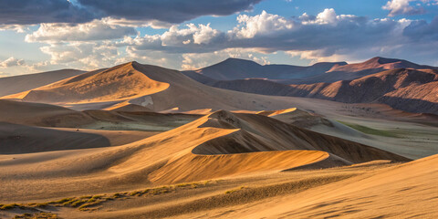 Naklejka premium A Mesmerizing Dance of Sand Hills Showcasing the Beauty of Nature's Formations