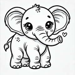 Obraz premium Black white lineart coloring book, cute animal character. easy coloring page for kids and adults. 