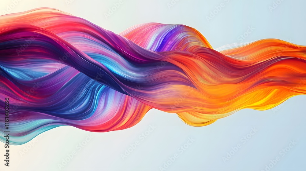 Poster colorful abstract waves, vibrant flowing patterns in various hues, suitable for modern design projec