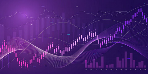 Naklejka premium A Mesmerizing Purple Forex Chart Backdrop Creating a Dynamic Financial Atmosphere