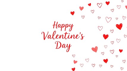 Calligraphy "Happy Valentine's Day" with many handdraw hearts. Valentine's greeting card. Romantic banner