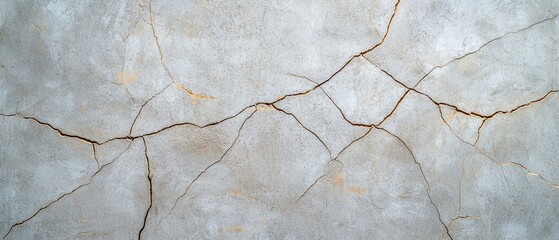 Fototapeta premium A textured concrete surface featuring visible cracks and subtle discoloration, showcasing signs of aging and wear.