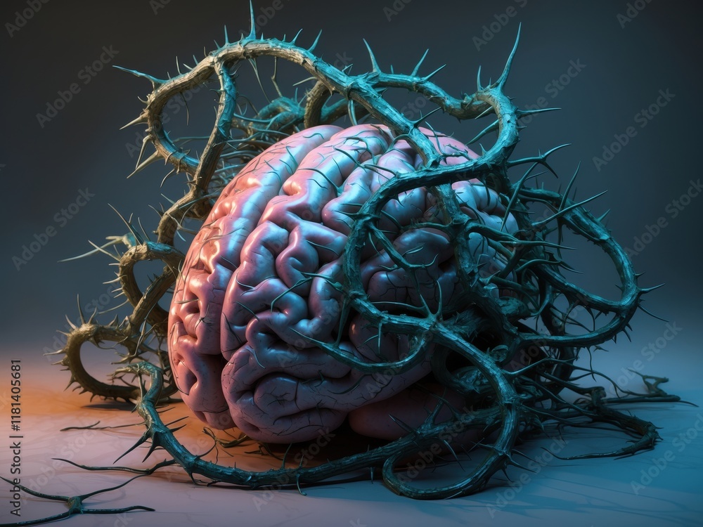 Aufkleber understanding the impact of obsessive compulsive disorder through the visualization of a brain entan