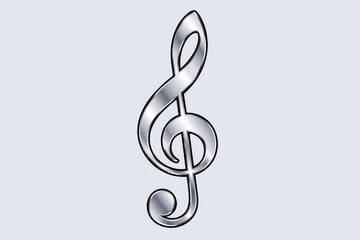 Fototapeta premium A silver treble clef symbol on a white background.