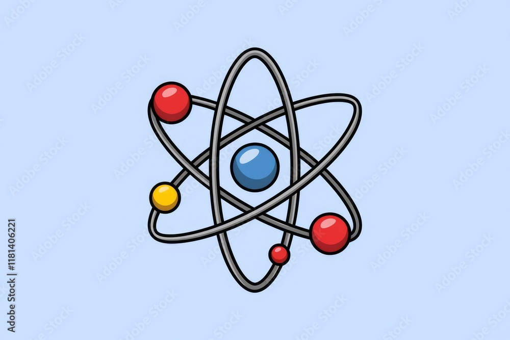 Poster a simple illustration of an atom with electrons orbiting the nucleus.