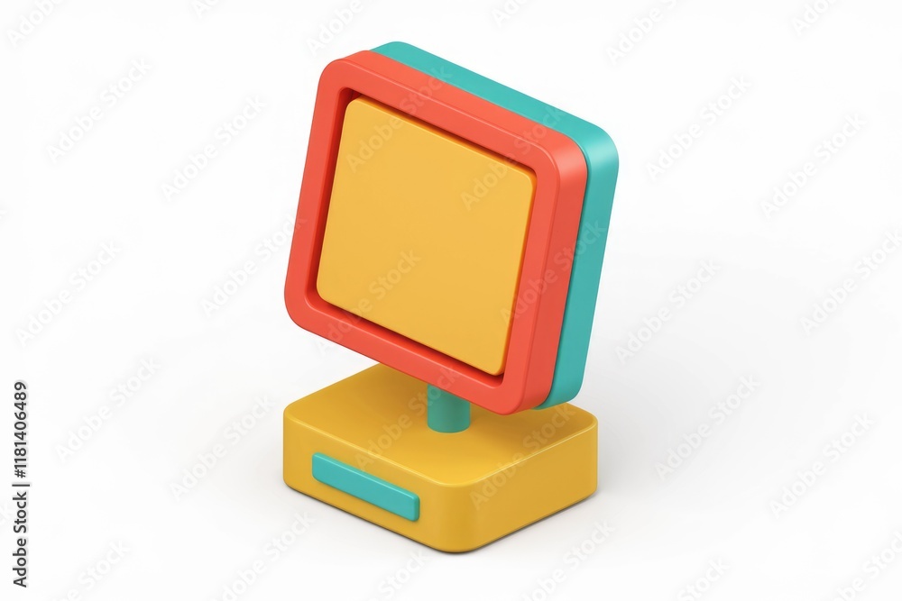 Poster 3D cartoon render of a colorful computer monitor