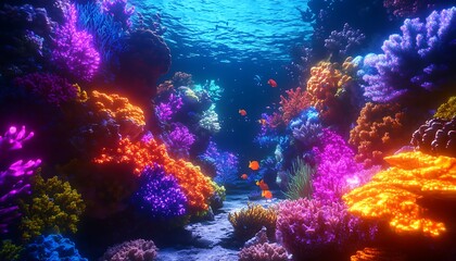 Naklejka premium Surreal underwater world with vibrant coral textures and glowing tones
