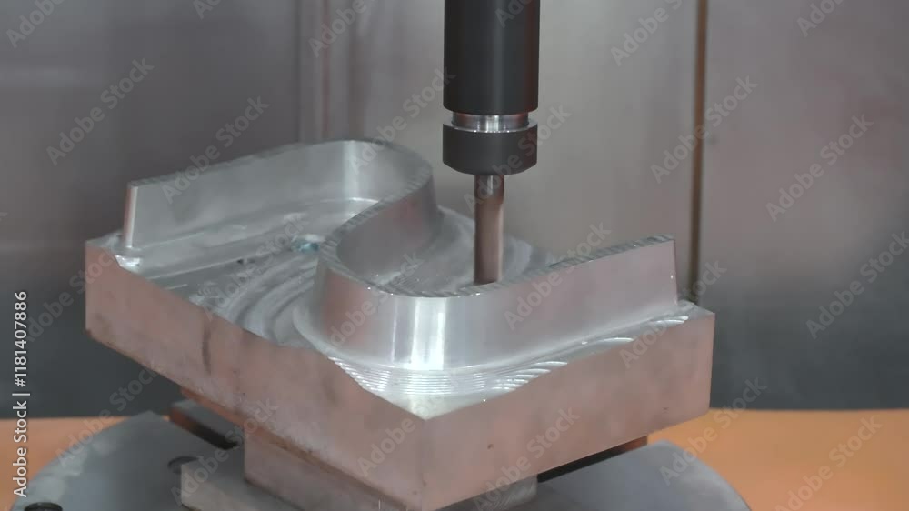 Poster the milling process on cnc milling machine. the metal working concept on the milling machine.