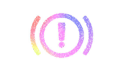 Icon engine warning is made up of LED square shapes. There are bright diodes and there are black dead diodes