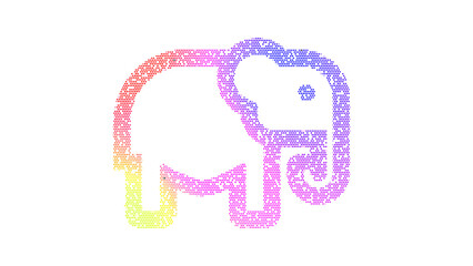 Icon elephant is made up of LED square shapes. There are bright diodes and there are black dead diodes