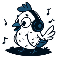 blue bird with a hat