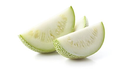 Sliced Ivy gourd Sliced Winter melon isolated on a white background