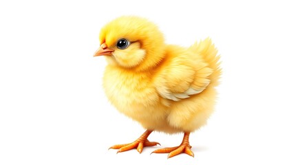 Obraz premium Adorable Yellow Chick Standing Proudly on a White Background