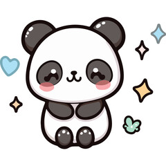 Smiling panda, with happy smiling face expression. Cute kawaii animals, kids flat vector illustration