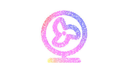 Icon fan table is made up of LED square shapes. There are bright diodes and there are black dead diodes