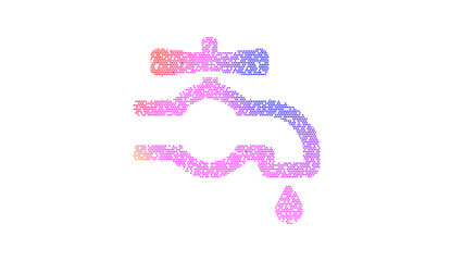 Icon faucet drip is made up of LED square shapes. There are bright diodes and there are black dead diodes