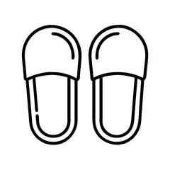 slippers icon, footwear line art, footwear vector - simple black line art icon of slippers perfect for logos, and footwear-themed designs.
